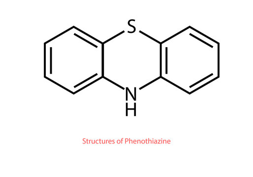 Chemical structure of phenothiazine vector design illustration