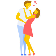 

Romantic couple lovers holding hands, flat vector icon 
