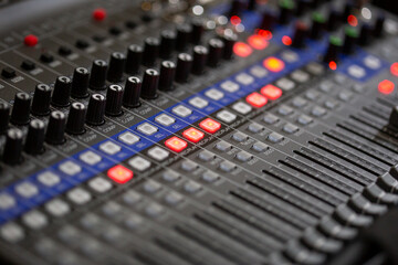 Fototapeta premium close up sound mixer in studio