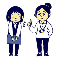 女性上司に怒られる若い女性社員