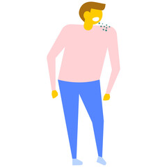 
A male patient suffering from back pain, flat vector icon 
