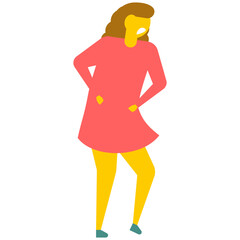 
Stomach ache. Women patient with stomach ache, flat vector icon 
