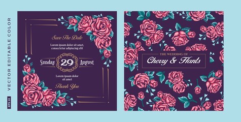 wedding invitation card suite with daisy flower Templates - Vector