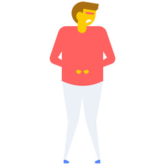 
A male patient suffering from back pain, flat vector icon 
