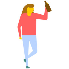 
Drunk girl holding bottle of alcohol 
