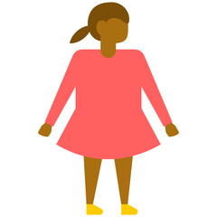 
A happy kindergartener in casual dress lifted his hands upward, flat vector icon 
