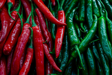 Red and green chili peppers
