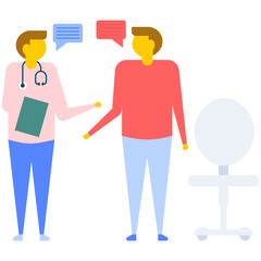 
Patient visit to the doctor, flat vector icon 

