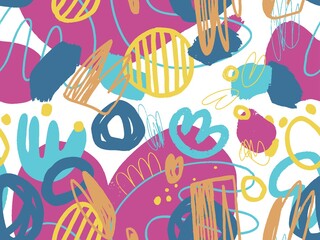 Geometric Vector pattern with black and white. Form a triangle, a line, a circle. Hipster fashion Memphis style. Retro Memphis 80s or 90s style fashion abstract background seamless pattern.