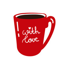 red cup with lettering with love
