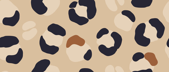 Modernes Muster mit Leopardenhaut. Zeitgenössisches nahtloses Muster der kreativen Collage. Modische Vorlage für Design.