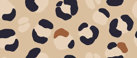 Tapeten Pastell Modernes Muster mit Leopardenhaut. Zeitgenössisches nahtloses Muster der kreativen Collage. Modische Vorlage für Design.