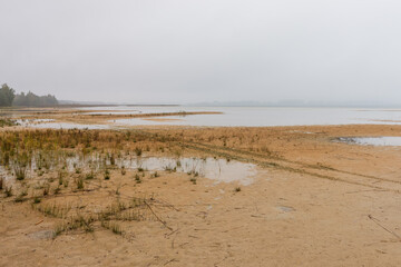 Foggy morning over the lake.