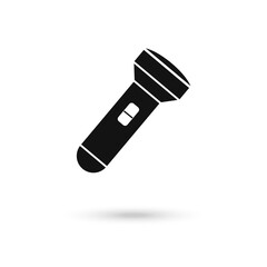 Black flashlight flat design icon