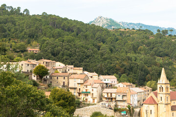 Fototapeta na wymiar Ancient mountain village in the Balagne region of Corsica