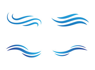 Fototapeta na wymiar Water wave icon set isolated on white background. Collection of flat water wave icon for water logo design and icon template. Water wave vector 
