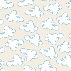 seamless monochrome pattern background with hand draw cloud