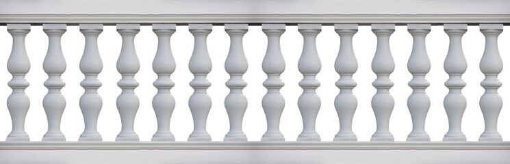 Old classic concrete italian balustrade - seamless pattern concept image on white backgroud for...