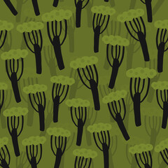 seamless cute hand draw green tree pattern background