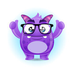 Illustration vector graphic of Cartoon Cute Monster Giving Two Thumbs Up Sign. Perfect for business website, brochure, social media illustration, mascot, logo etc.