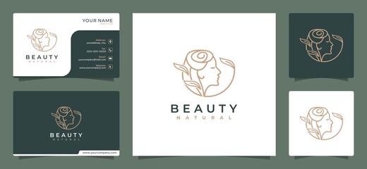 women flower logo design inspiration, for salons, spas, skincare, boutiques, with business cards