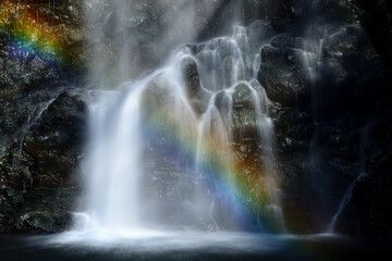 滝に架かる虹