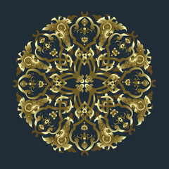 Gold pattern on the dark grey background