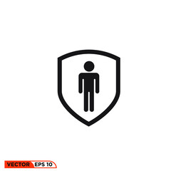 Icon vector graphic of shield stickman, good for template