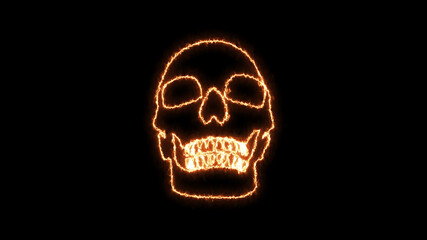 Fire burning skull. Devilish Skull burning Hell with scary, halloween, horror concept. Royalty high-quality free stock photo image fire flames burn over a devilish skull on a black background
