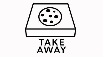 Vector Isolated Take Away Icon or Sign, with a Pizza Box. Pizza Box Icon