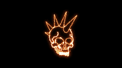 Fire burning skull. Devilish Skull burning Hell with scary, halloween, horror concept. Royalty high-quality free stock photo image fire flames burn over a devilish skull on a black background