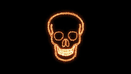 Fire burning skull. Devilish Skull burning Hell with scary, halloween, horror concept. Royalty high-quality free stock photo image fire flames burn over a devilish skull on a black background