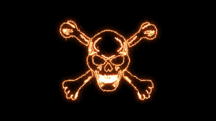 Fire burning skull. Devilish Skull burning Hell with scary, halloween, horror concept. Royalty high-quality free stock photo image fire flames burn over a devilish skull on a black background