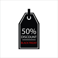 50% off black friday sale sticker vector icon 