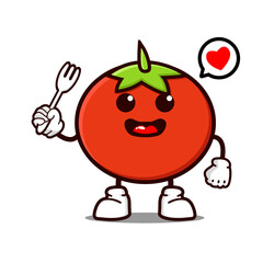 cute tomato cartoon mascot character