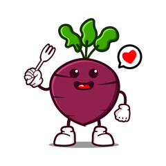cute beetroot cartoon mascot character