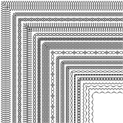 Vector set of corner brushes in a modern linear style