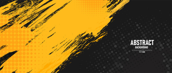 Black and yellow abstract background with brushstroke and halftone style.	
 - obrazy, fototapety, plakaty
