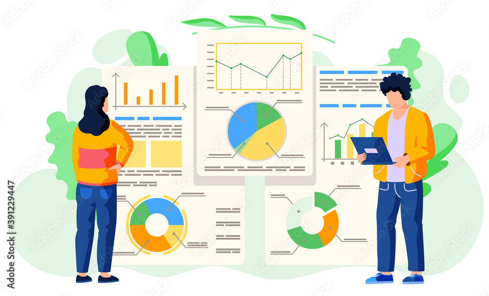Poster teamwork concept. vector illustration joint work in the company. workers communicate, solve business