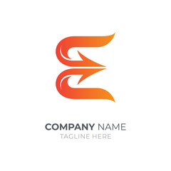 Two arrow shape letters E logo design. Synergy logo vector. Marketing business icon