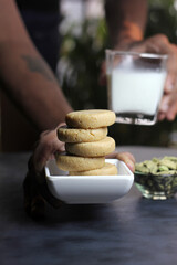 Milk peda/mawa ped or khoya peda is Indian traditional sweet made from milk ti celebrate festivals like Diwali.