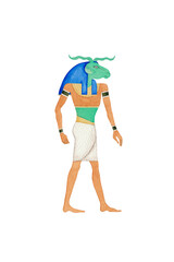 エジプト 神　クヌム　フヌム　水彩 イラスト