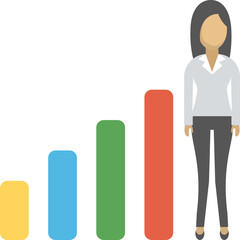 
A girl standing with a signal sign flat icon
