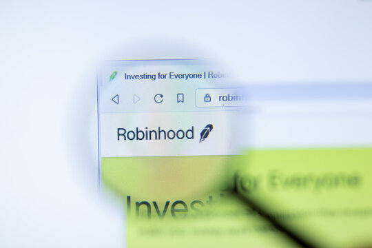 New York, USA - 29 September 2020: Robinhood robinhood.com company website with logo close up, Illustrative Editorial
