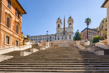 Obraz premium Empty historic spanish stairs at Piazza di Spagna in Rome, Italy