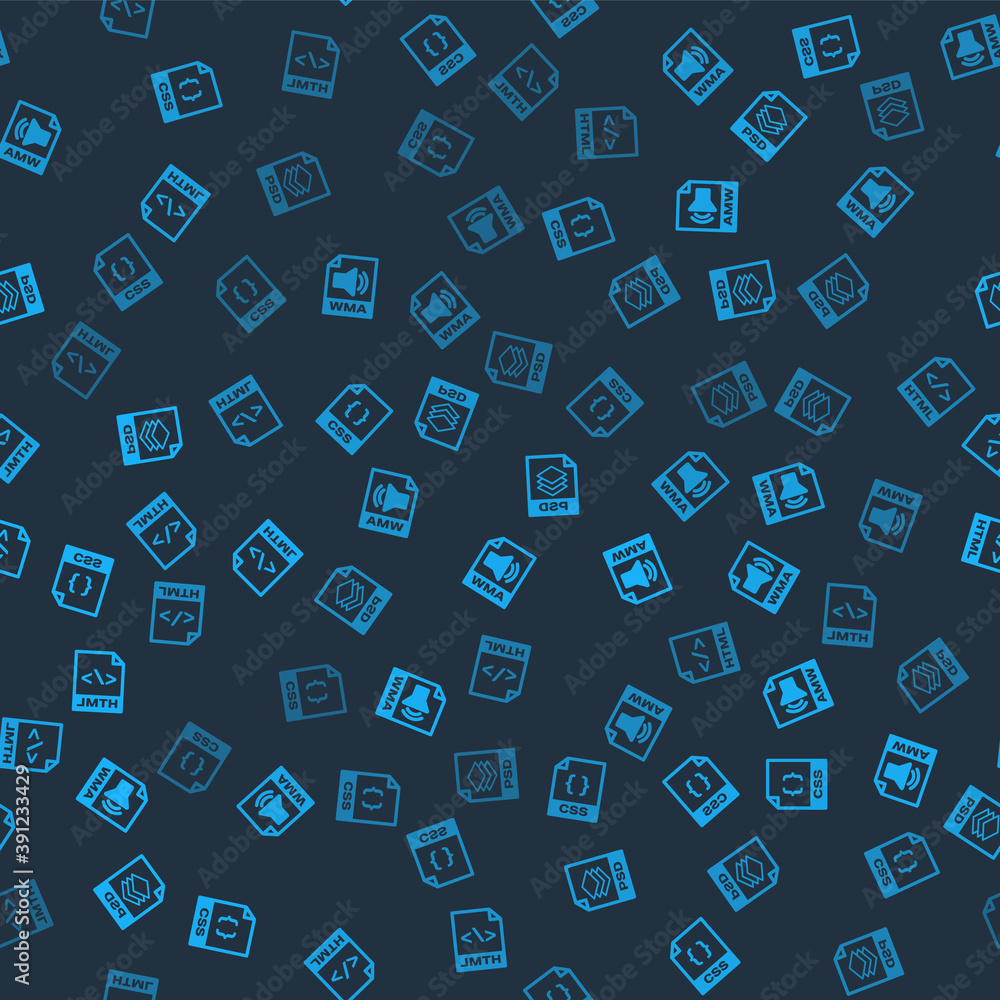 Poster set css file document, wma, psd and html on seamless pattern. vector.