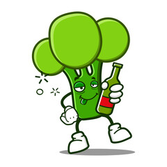 cute brocolli cartoon mascot character