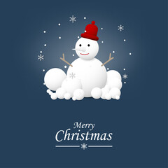 Fototapeta na wymiar Holiday concept. Snowman on dark background.