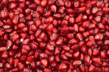 Close up of fresh organic pomegranate seeds
