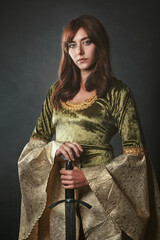 Medieval queen with sword